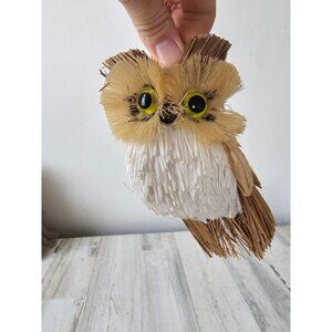 Sisal bottle brush owl bird ornament mini